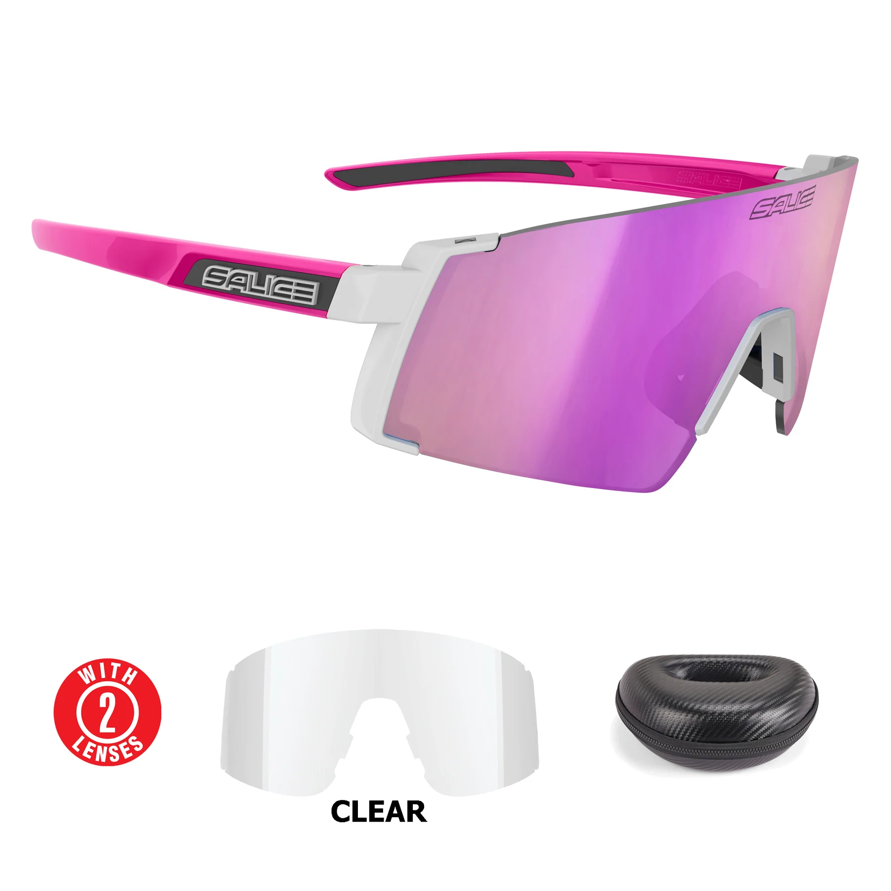 Salice 027 RW Mirror - White-Fuchsia Frame / Mirror Purple Lense click to zoom image