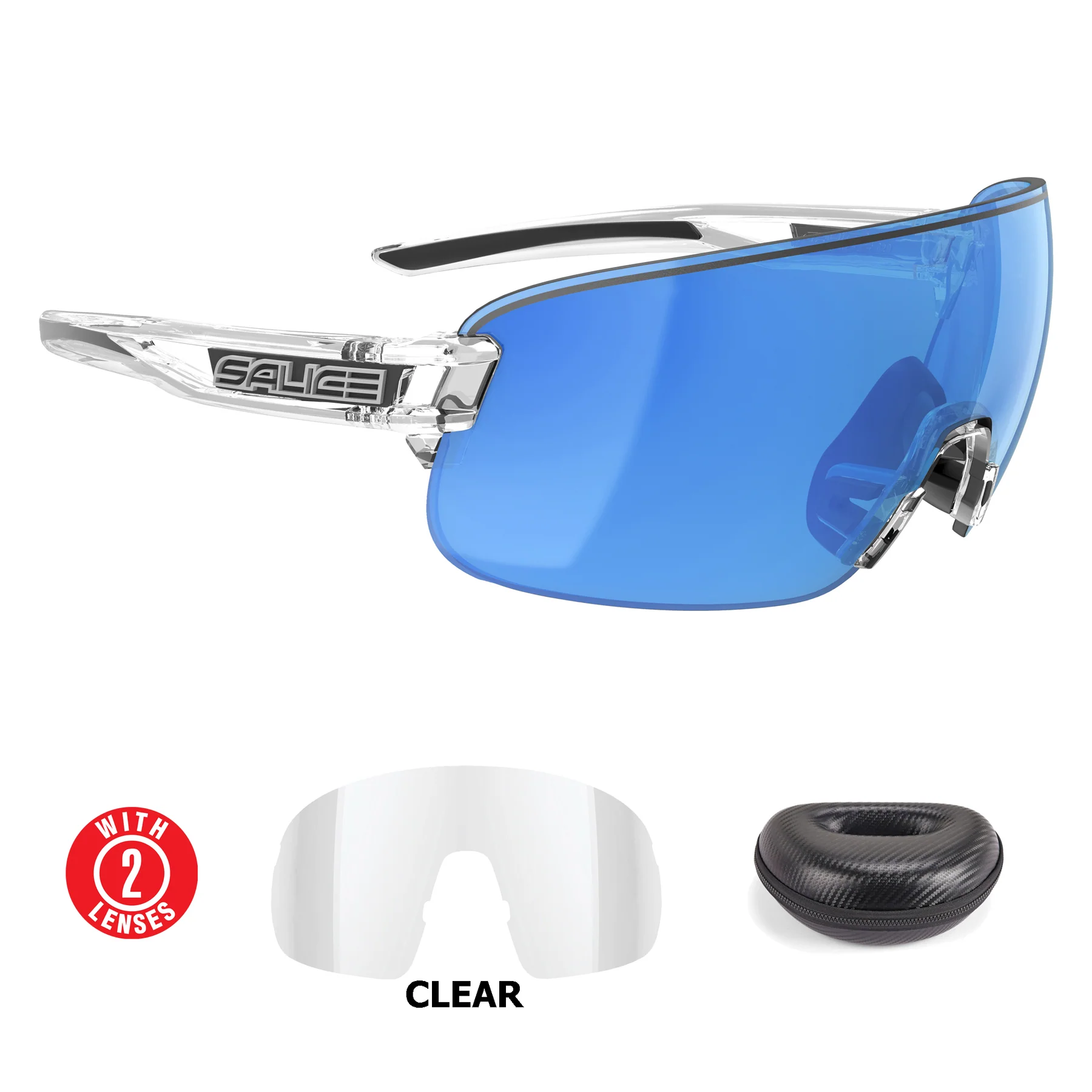 Salice 021 RW Mirror - Crystal Frame / Mirror Blue Lense click to zoom image