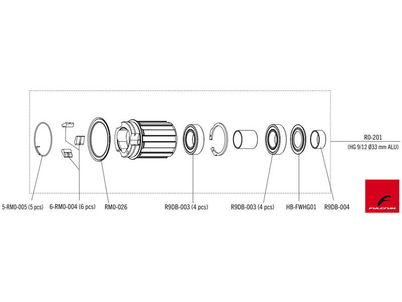 Fulcrum HG Type Alu Freehub Body 9-12 33mm Pawls (R0-201) click to zoom image